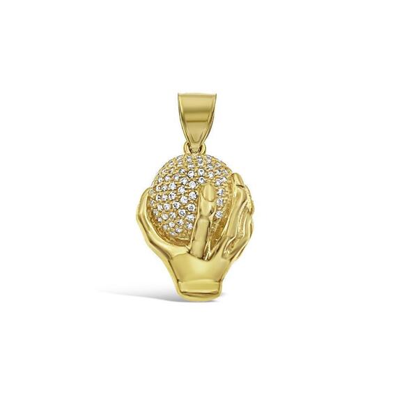Basketball Pendant Sport CZ Charm 10k Yellow Gold 1 inch - Picture 1 of 2